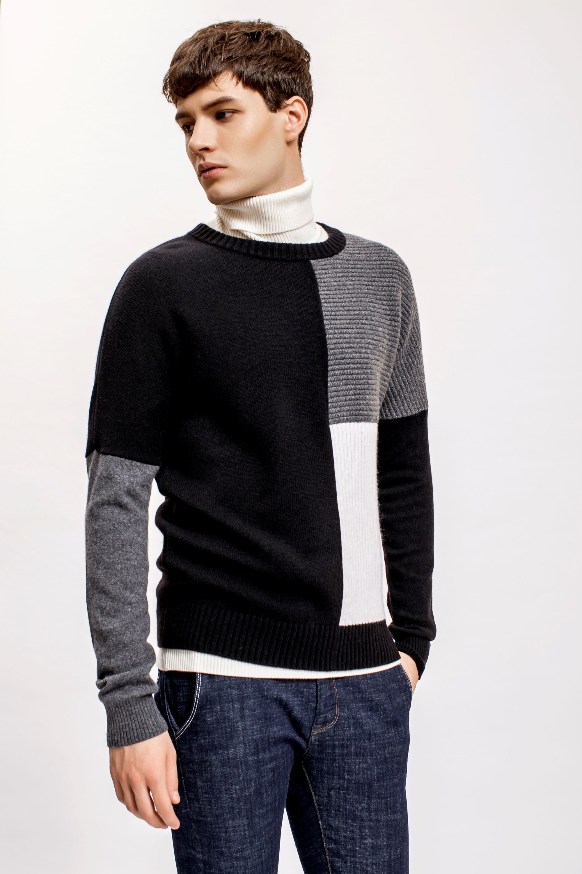 Black Colour Block Sweater