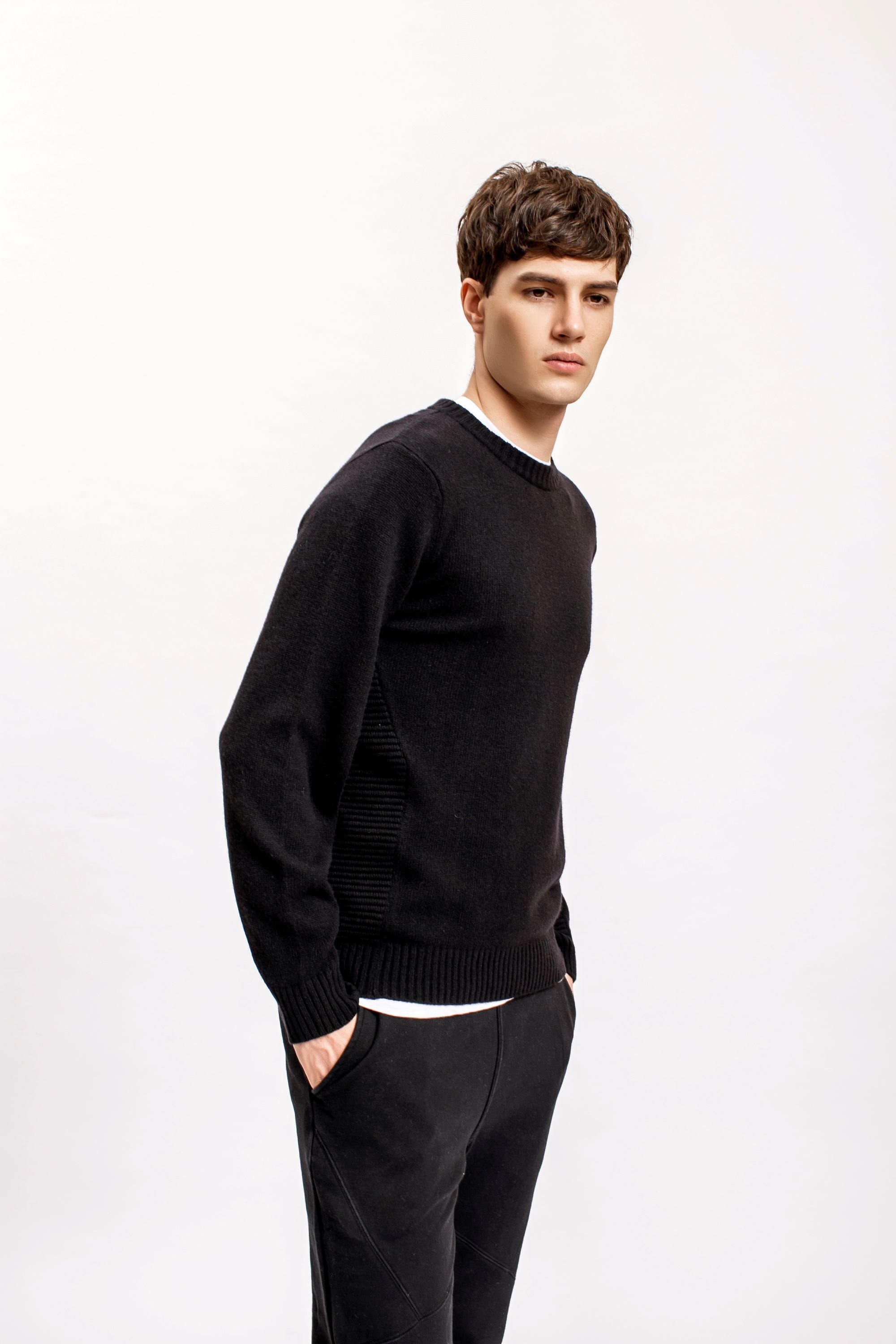Black Side Rib Sweater