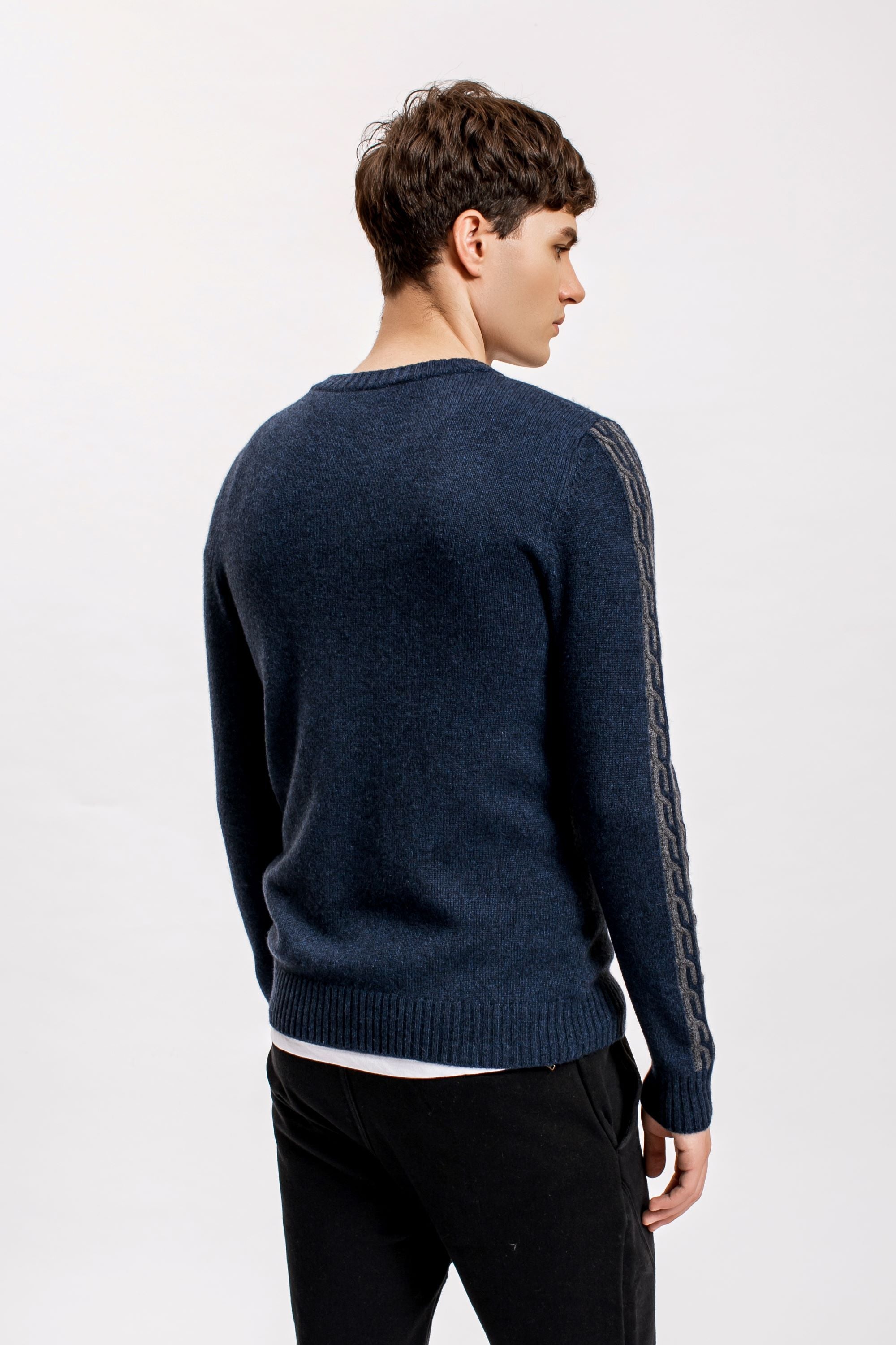 Navy Cable Sleeves Sweater