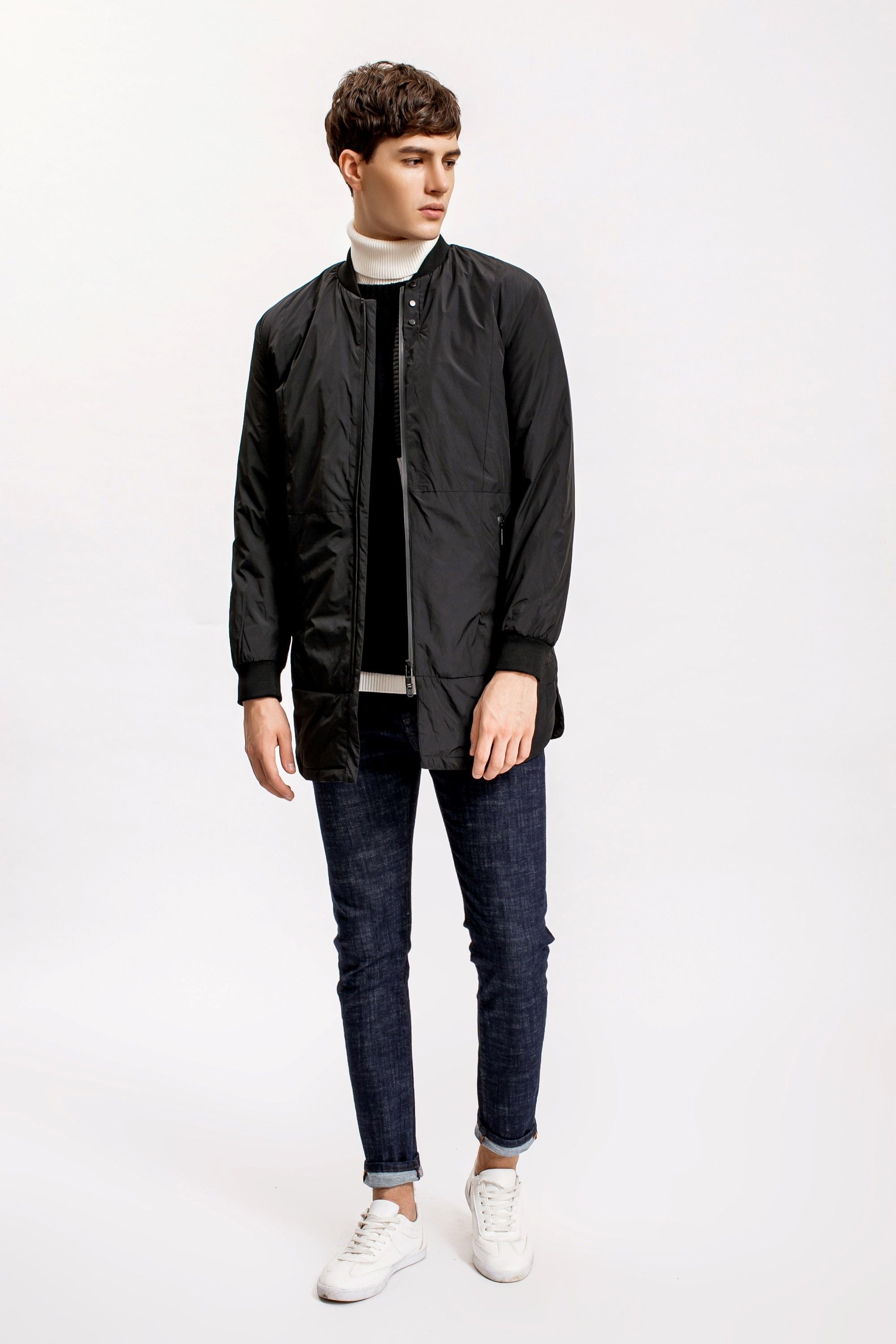 Baseball Neck Parka, Black