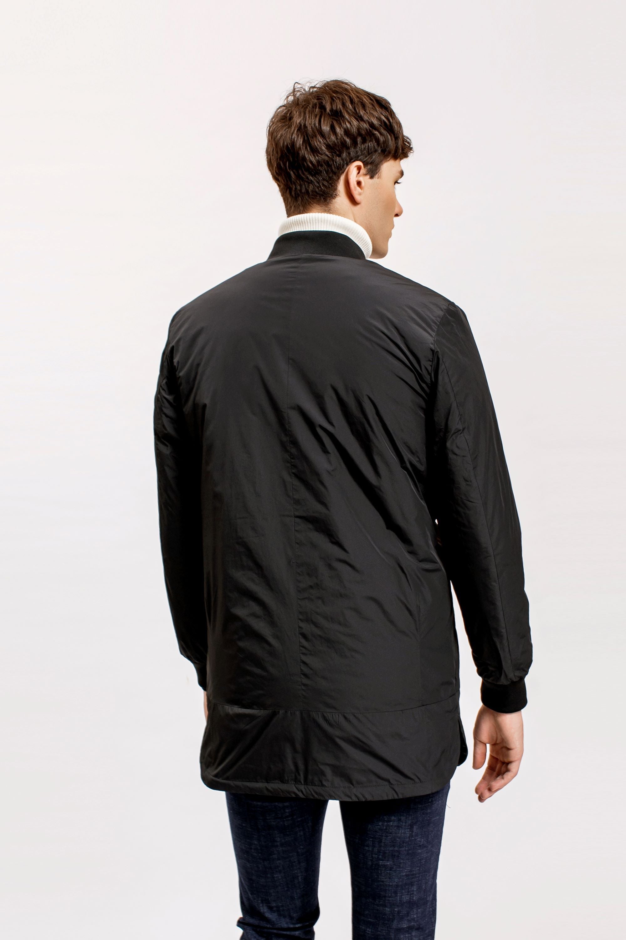 Baseball Neck Parka, Black