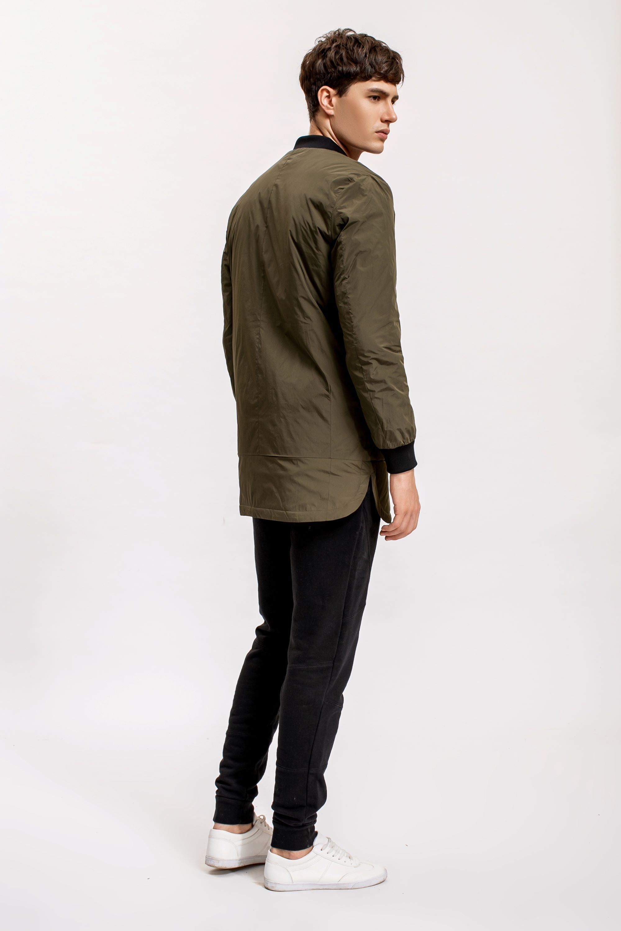 Baseball Neck Parka, Olive Green