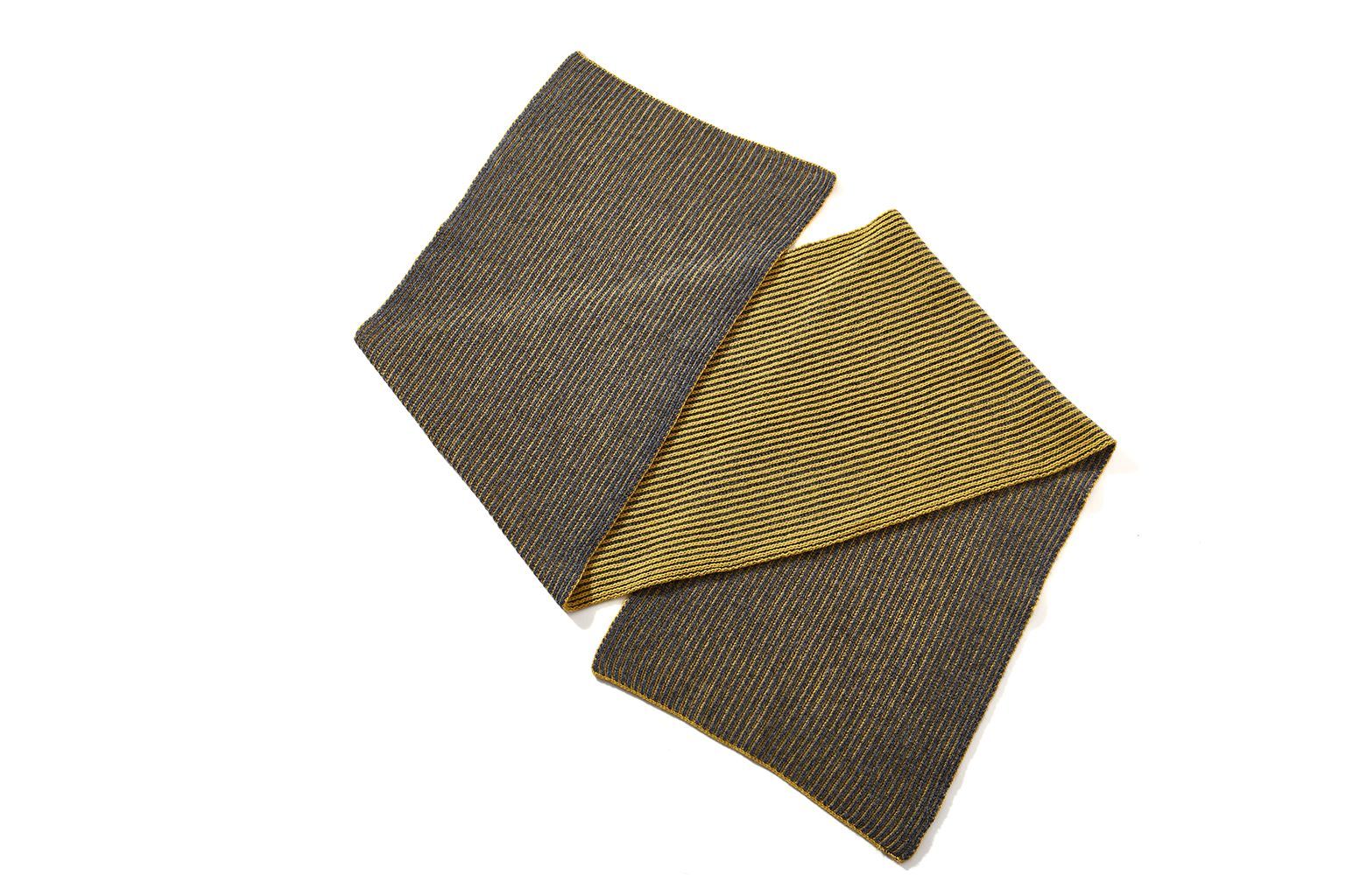 Cashmere Stripe Scarf, Grey & Gold