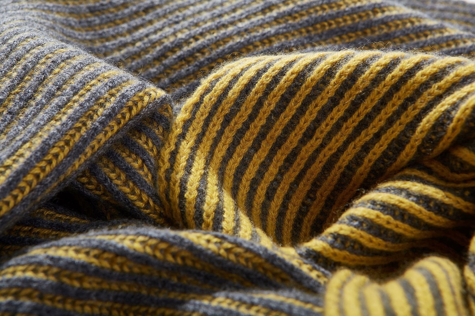 Cashmere Stripe Scarf, Grey & Gold