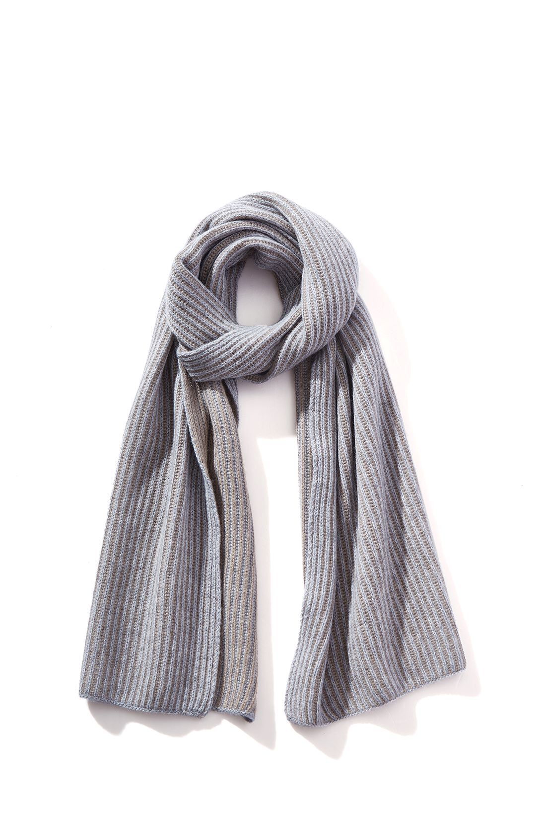 Cashmere Stripe Scarf, Grey
