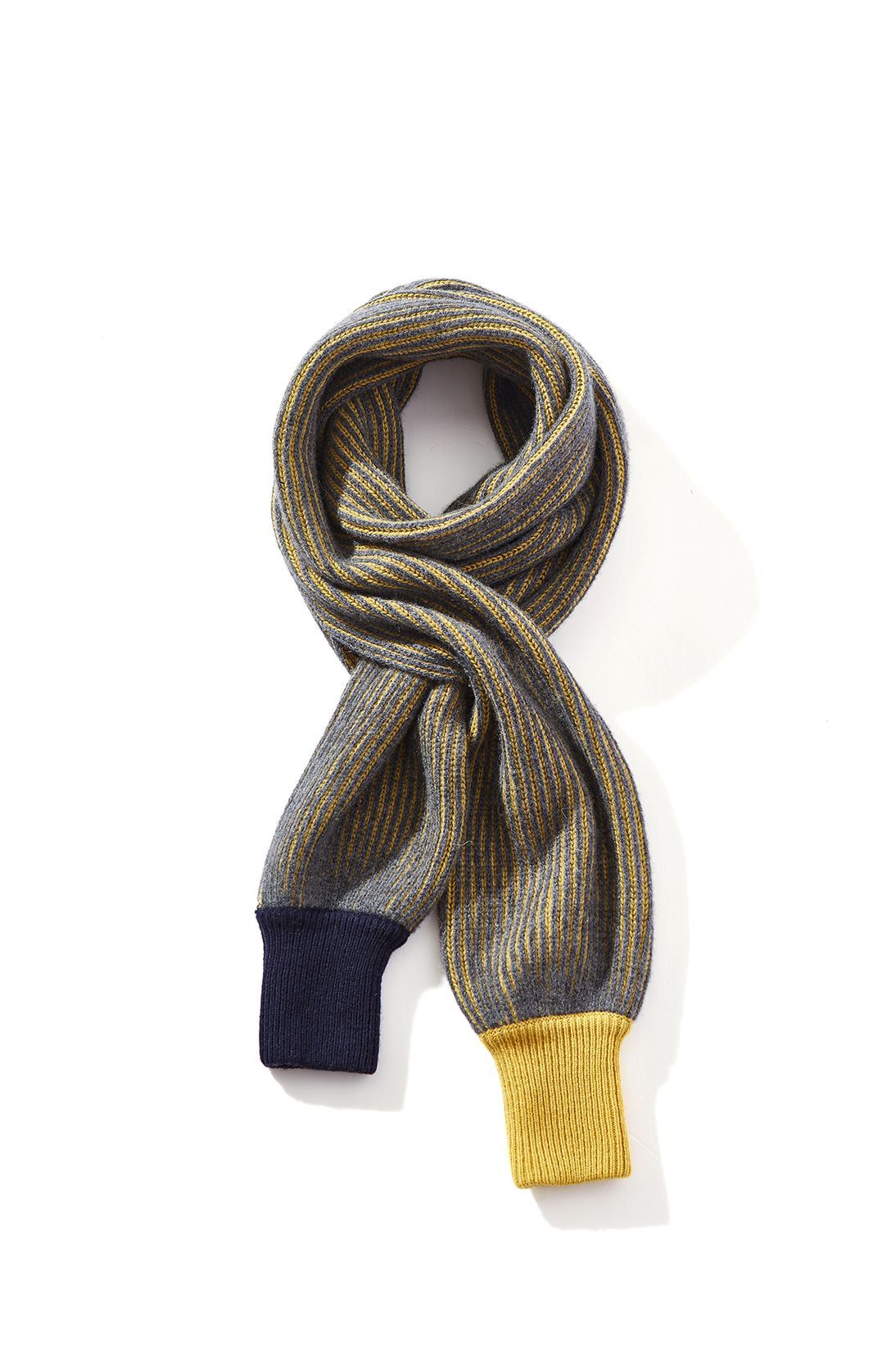 Cashmere Sleeves Scarf, Navy & Gold