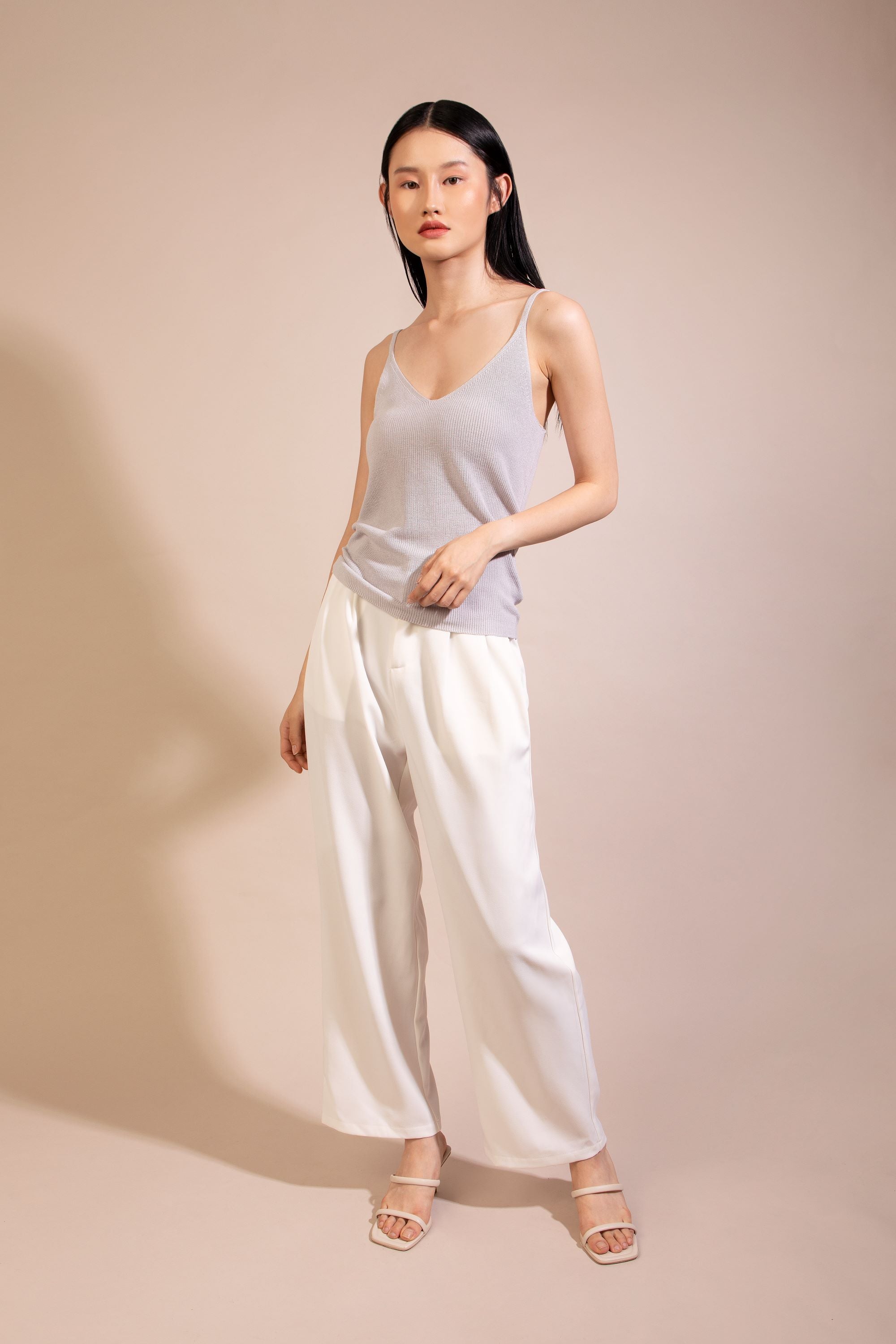 Silk Cotton Cami Top, Light Beige