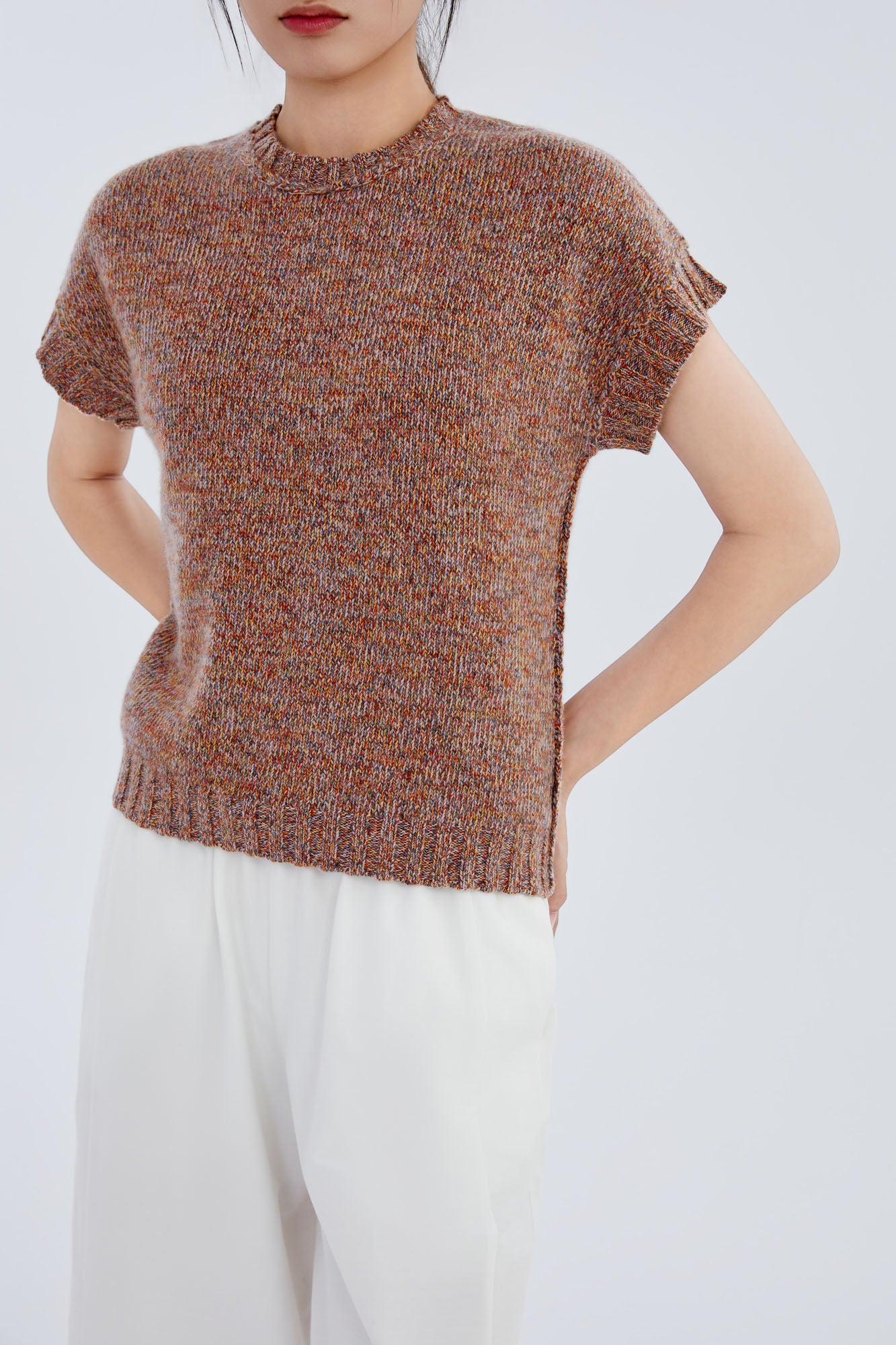 Cashmere Melange Short Sleeve Sweater