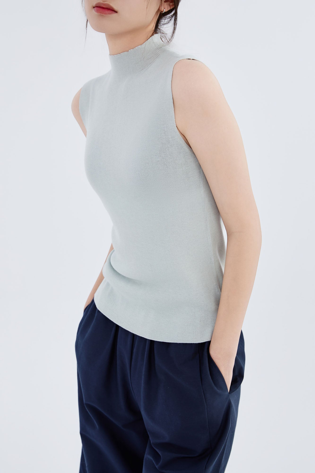 Cashmere Mock Neck Tank Top