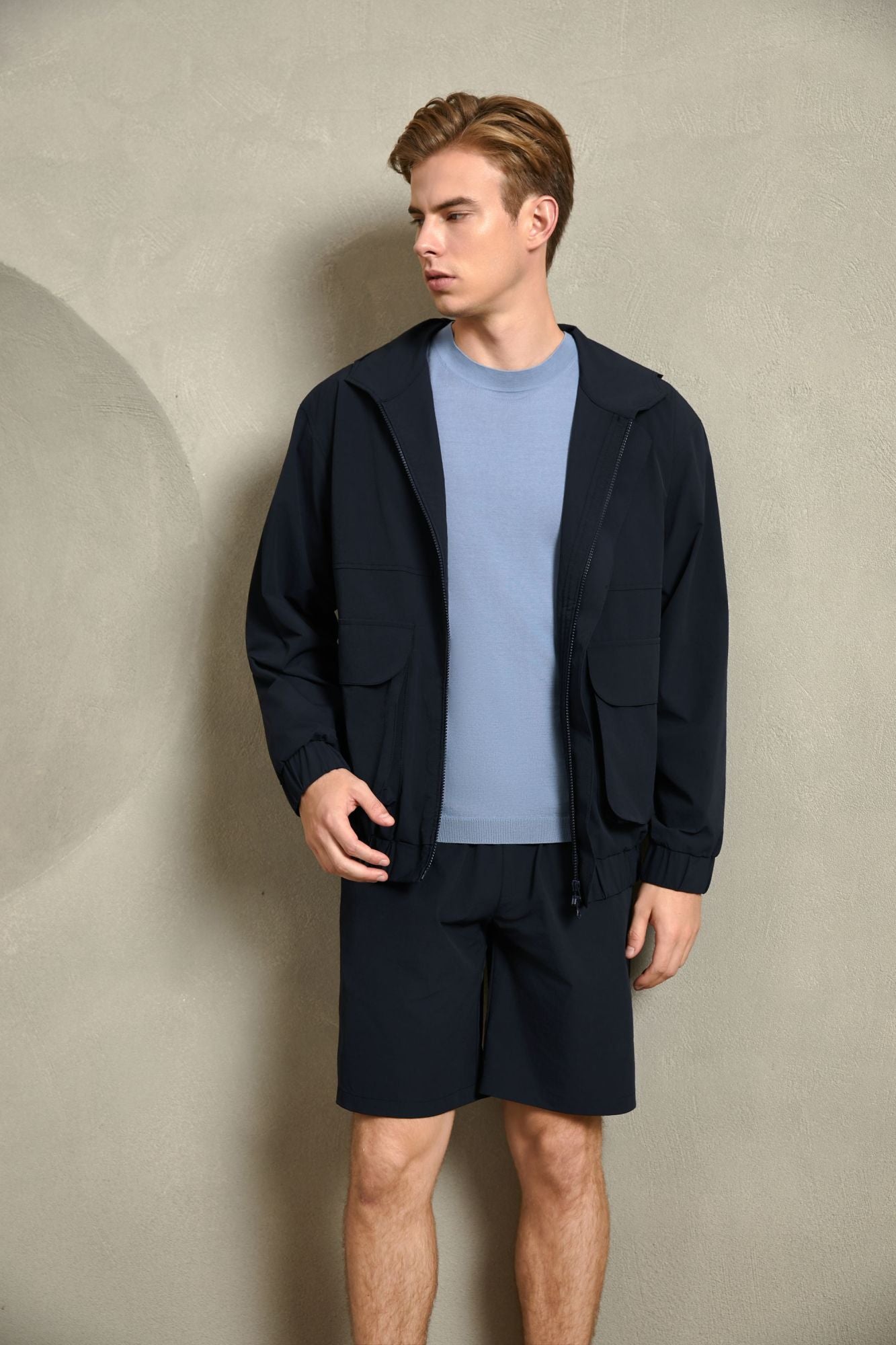 Silk & Cotton Tee, Heather Blue