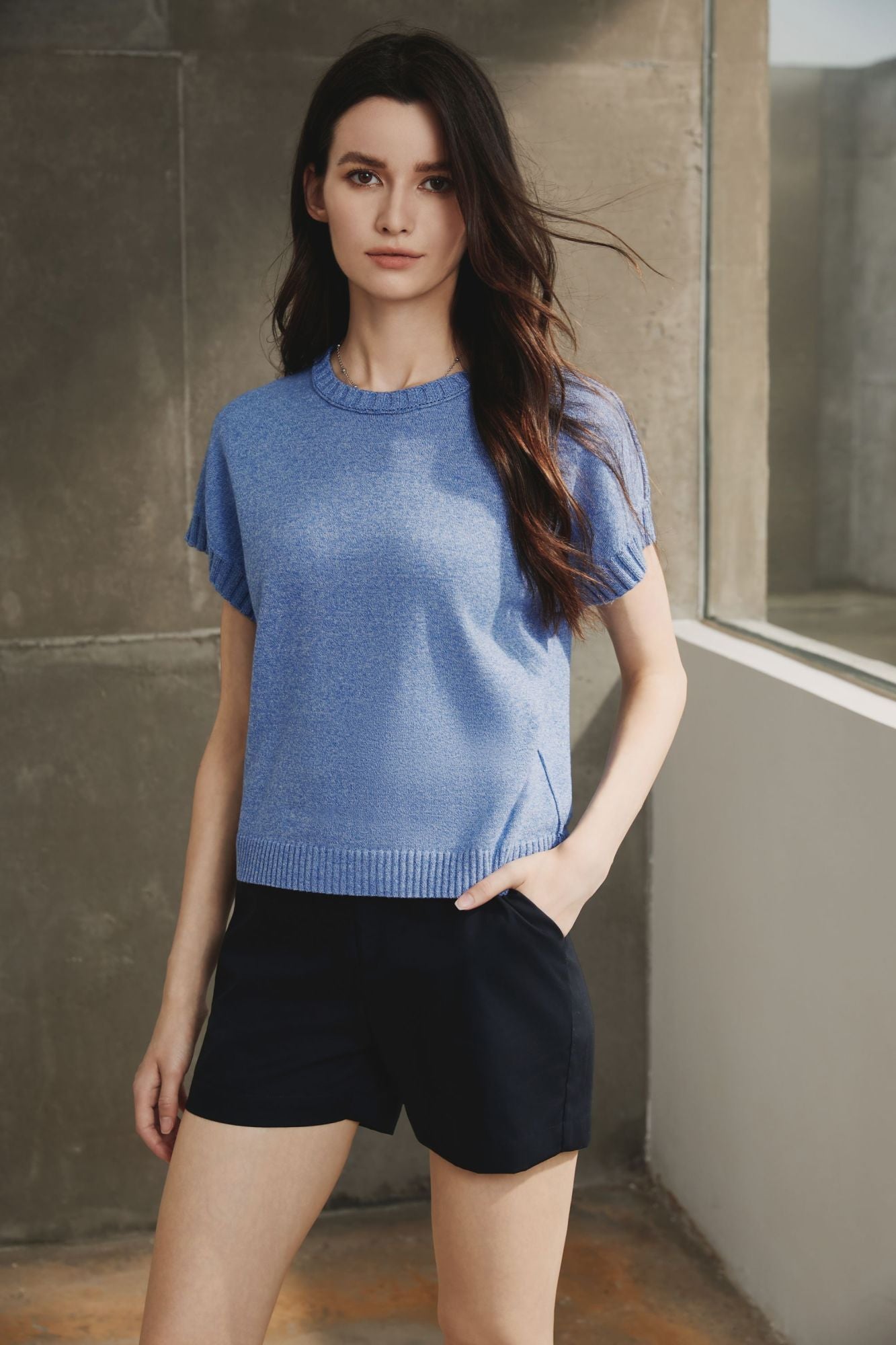 Drop Shoulder Short Sleeve Top