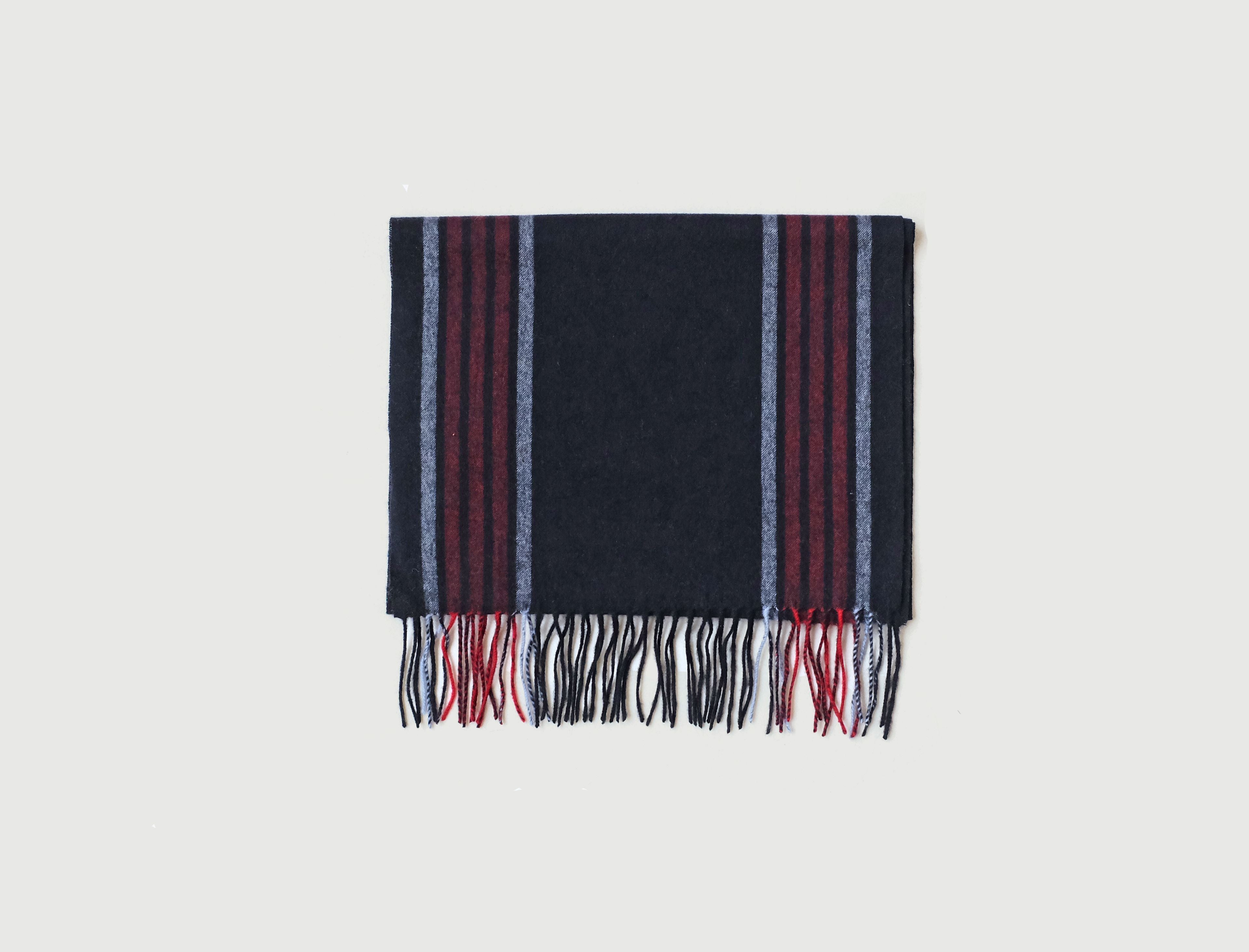 Superfine Striped Cashmere Scarf, Black