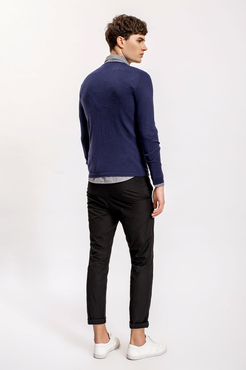 Superfine Cashmere Crewneck Sweater, Navy