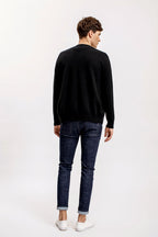 Black Zip Baseball Neck Cardigan