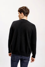 Black Zip Baseball Neck Cardigan