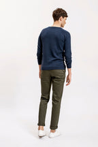 Navy Raglan Shoulder Contrast Slit Sweater