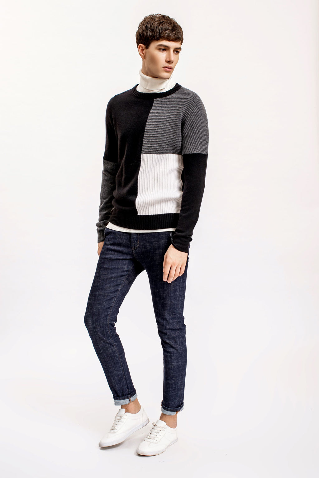 Black Colour Block Sweater