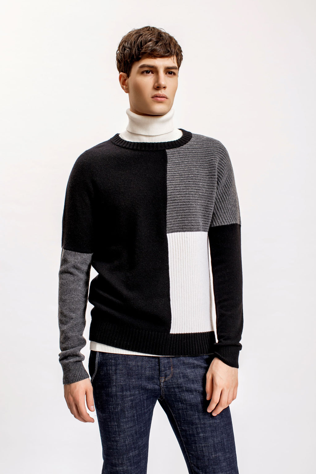 Black Colour Block Sweater