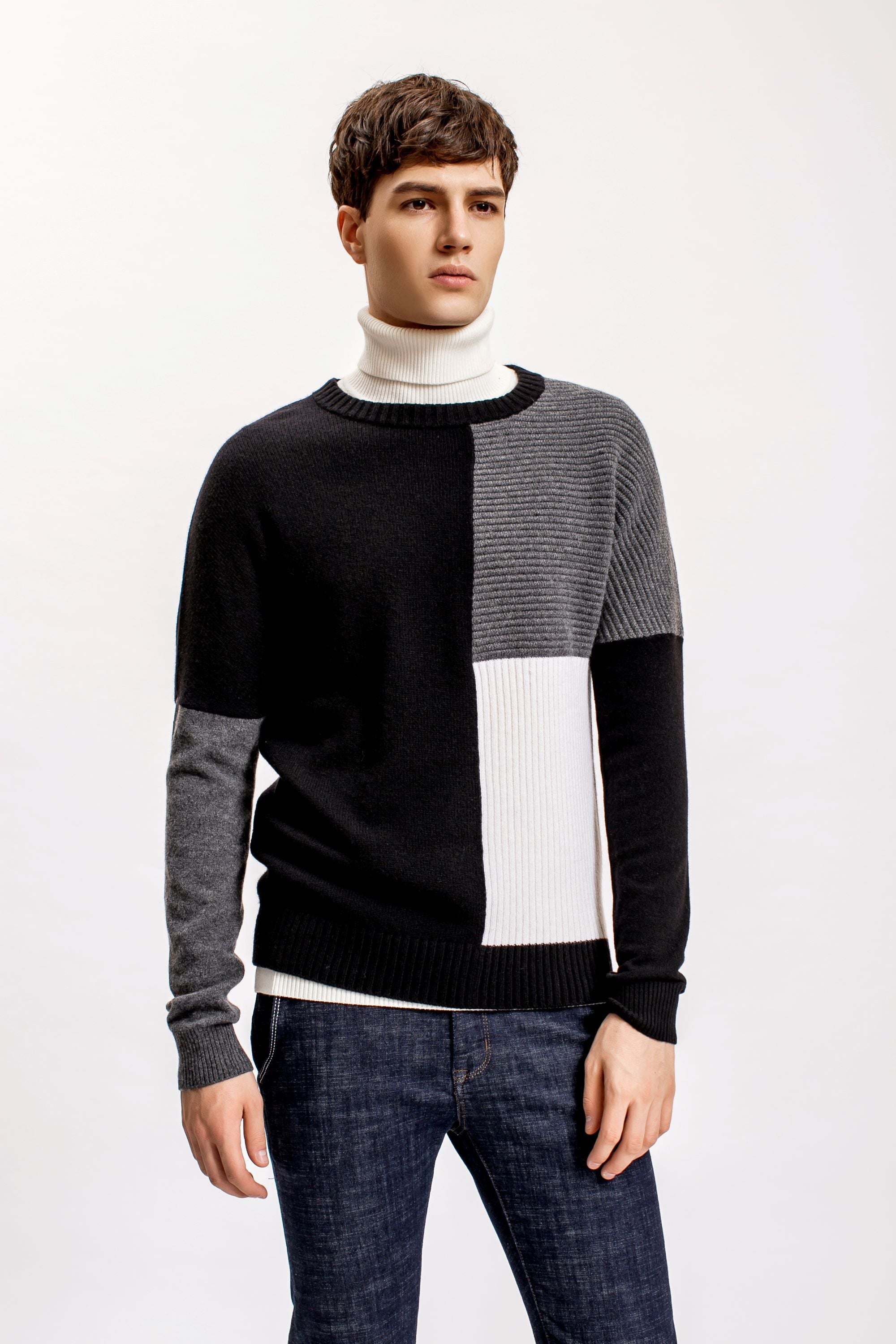 Black Colour Block Sweater