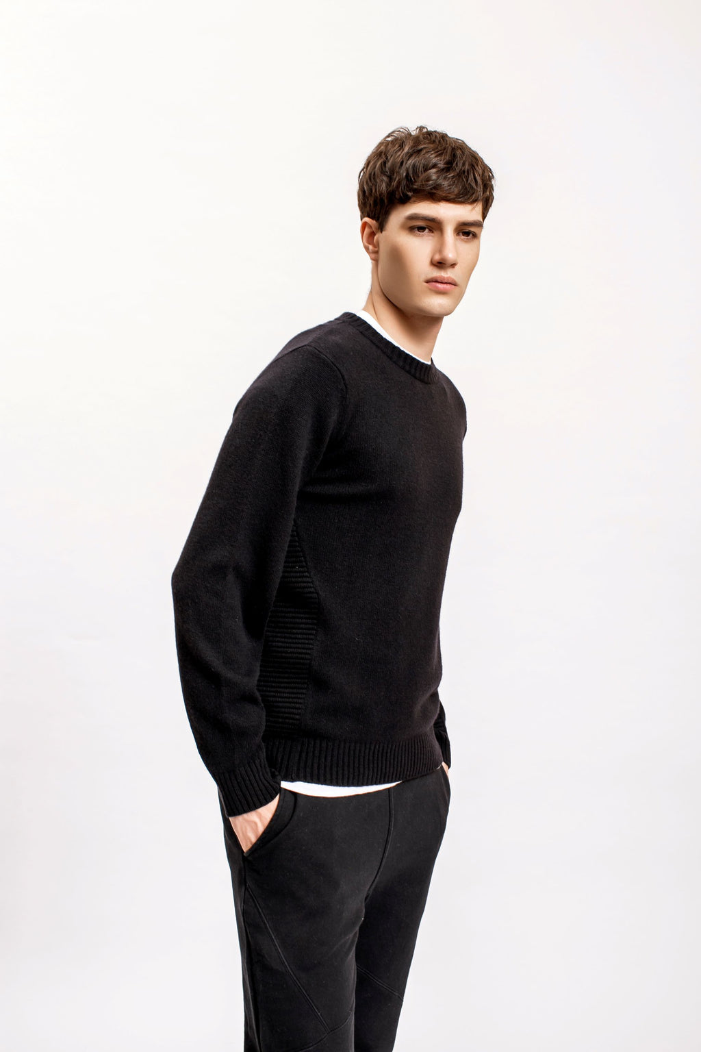 Black Side Rib Sweater