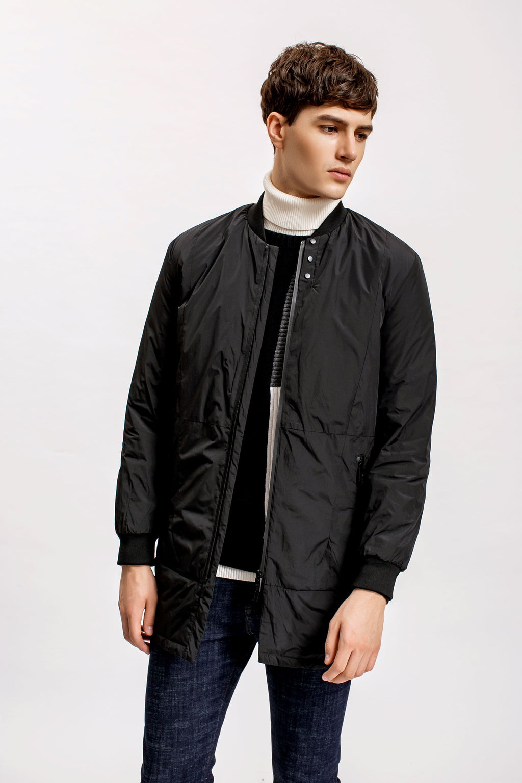 Baseball Neck Parka, Black
