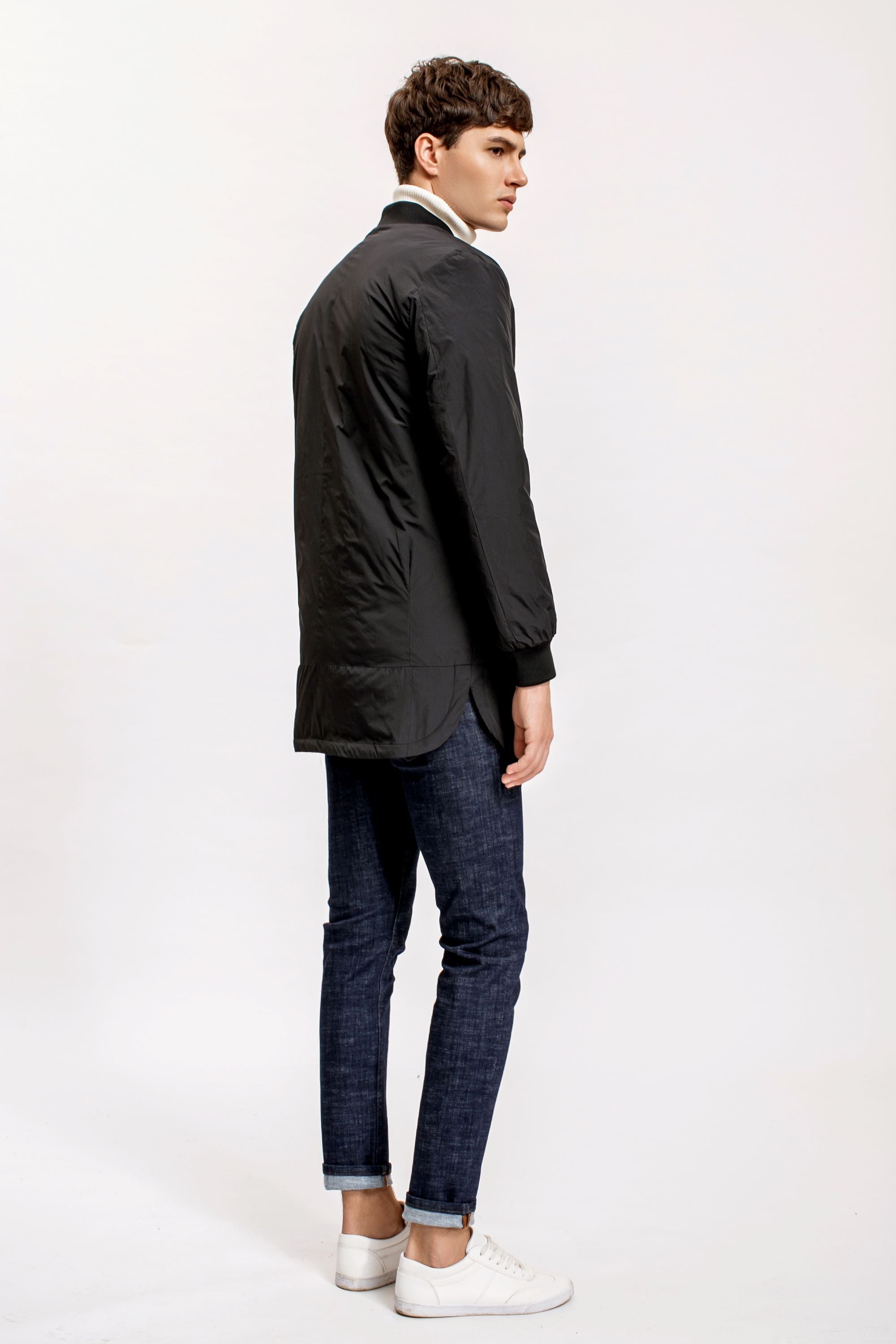 Baseball Neck Parka, Black