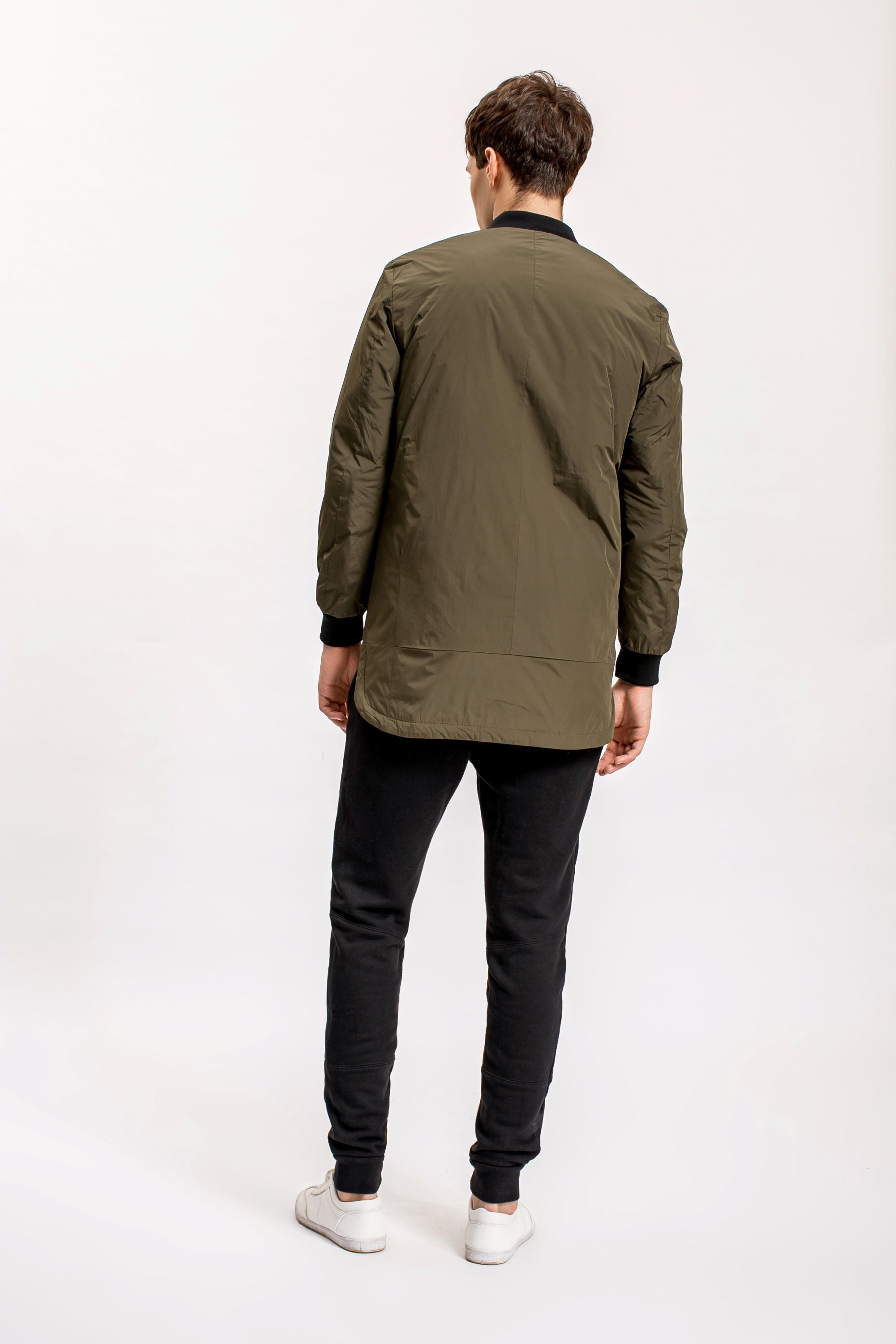 Baseball Neck Parka, Olive Green
