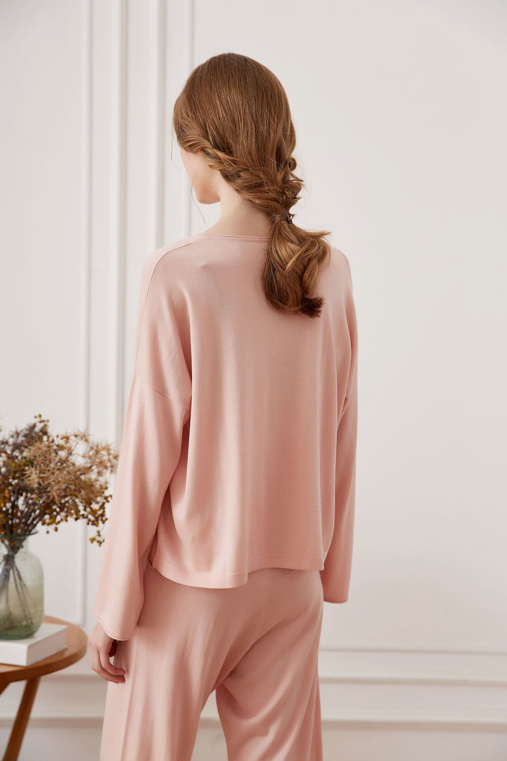 Silk Cashmere Loungewear Set, Blush