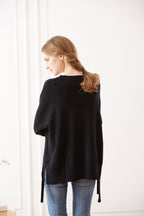 Side Tie Cashmere Crewneck Sweater