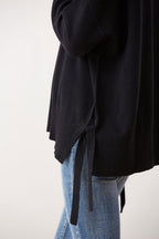 Side Tie Cashmere Crewneck Sweater