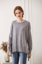 Side Tie Cashmere Crewneck Sweater