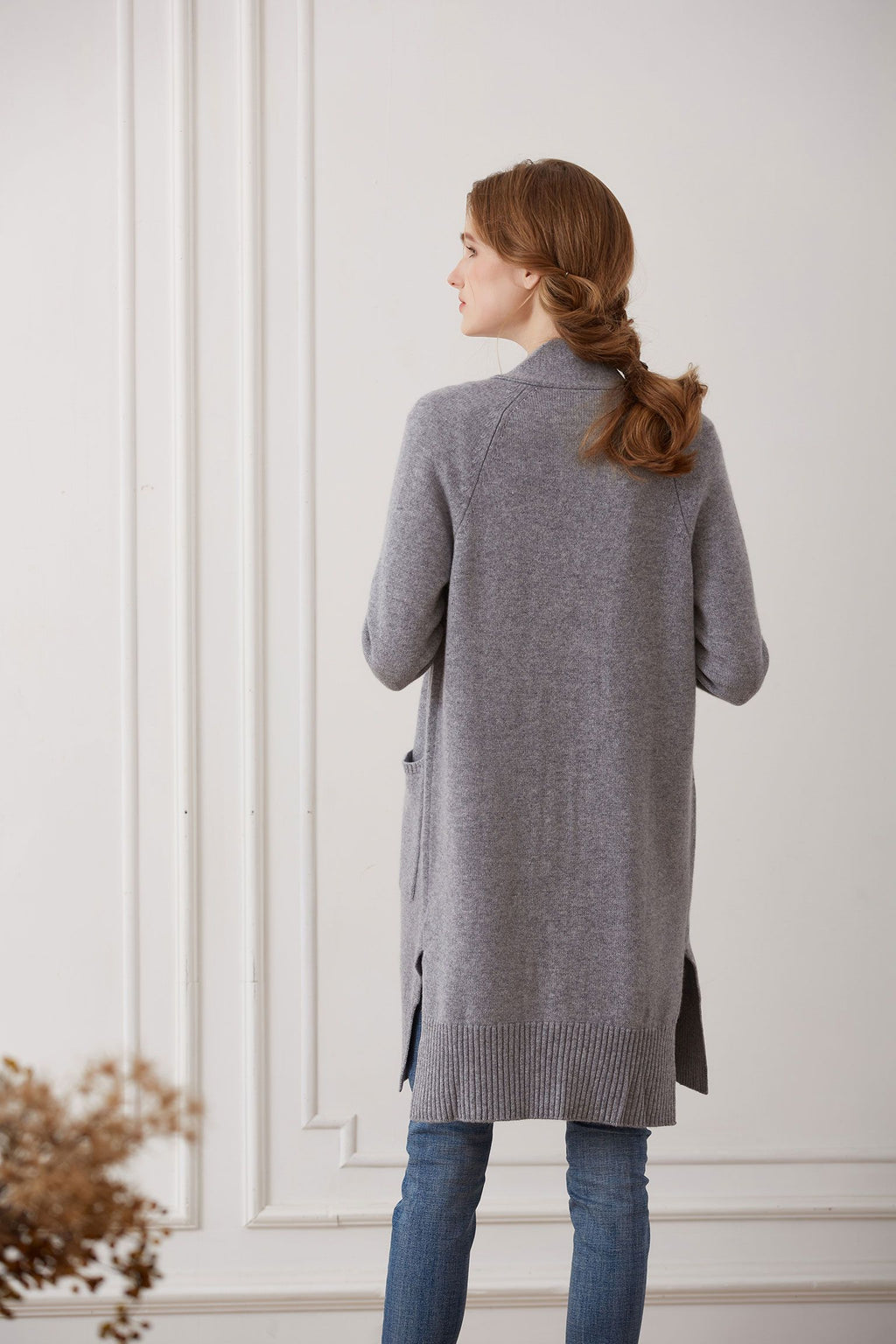 Open-front Cashmere Long Cardigan