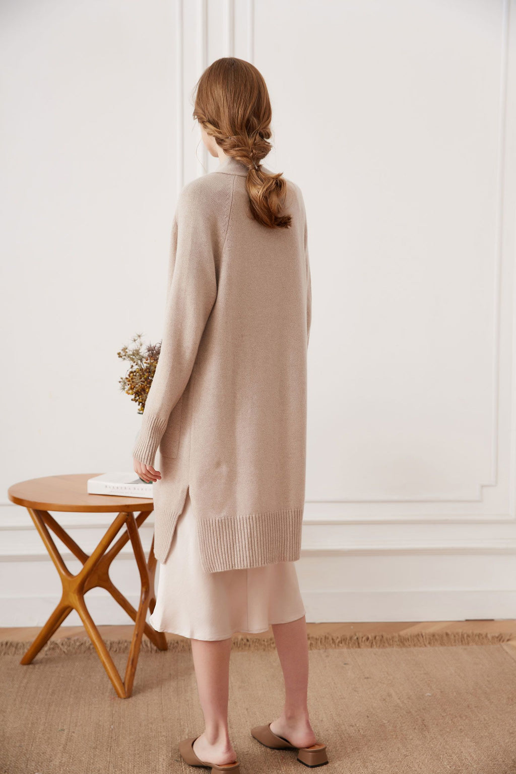 Open-front Cashmere Long Cardigan