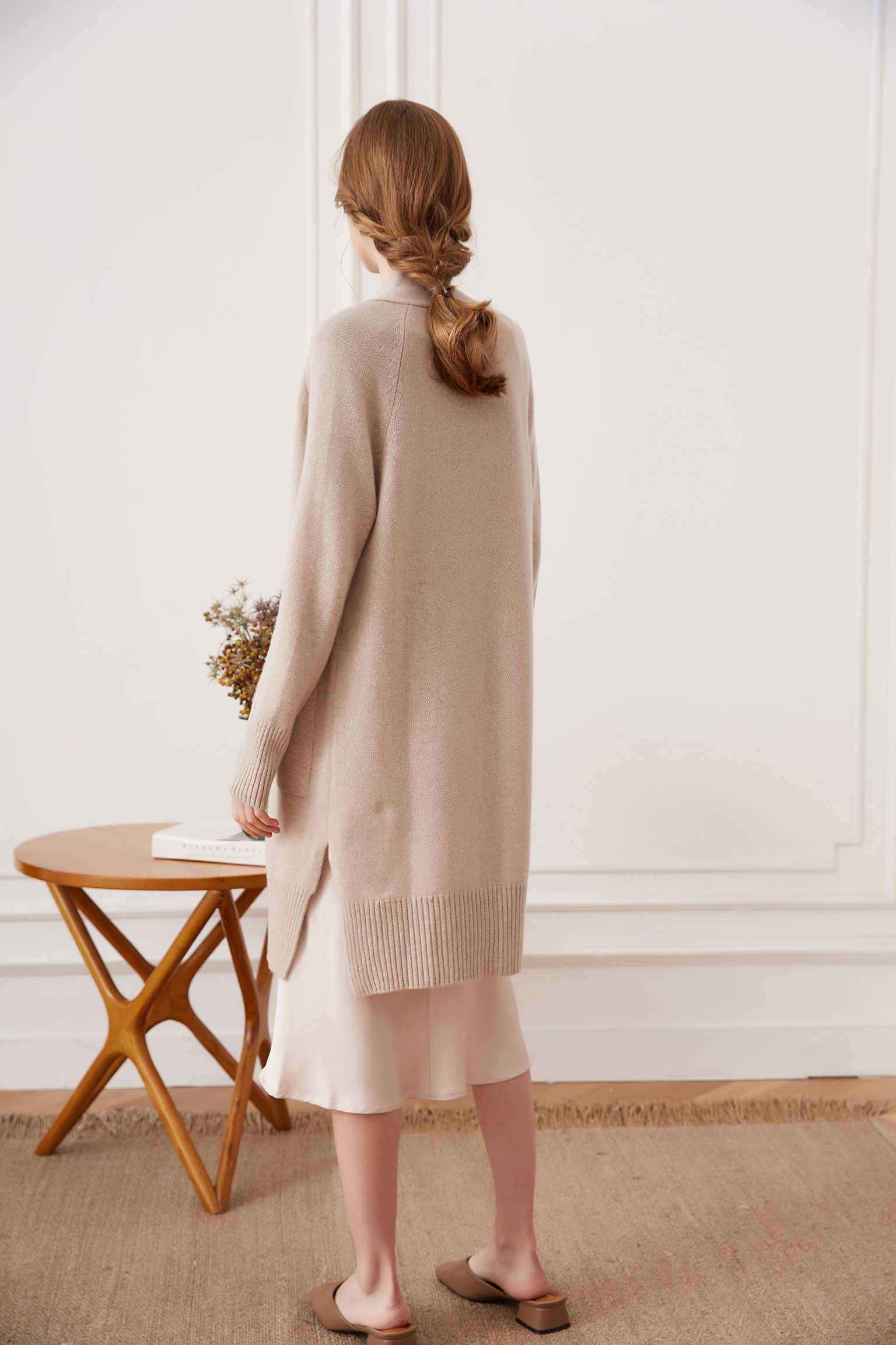 Open-front Cashmere Long Cardigan