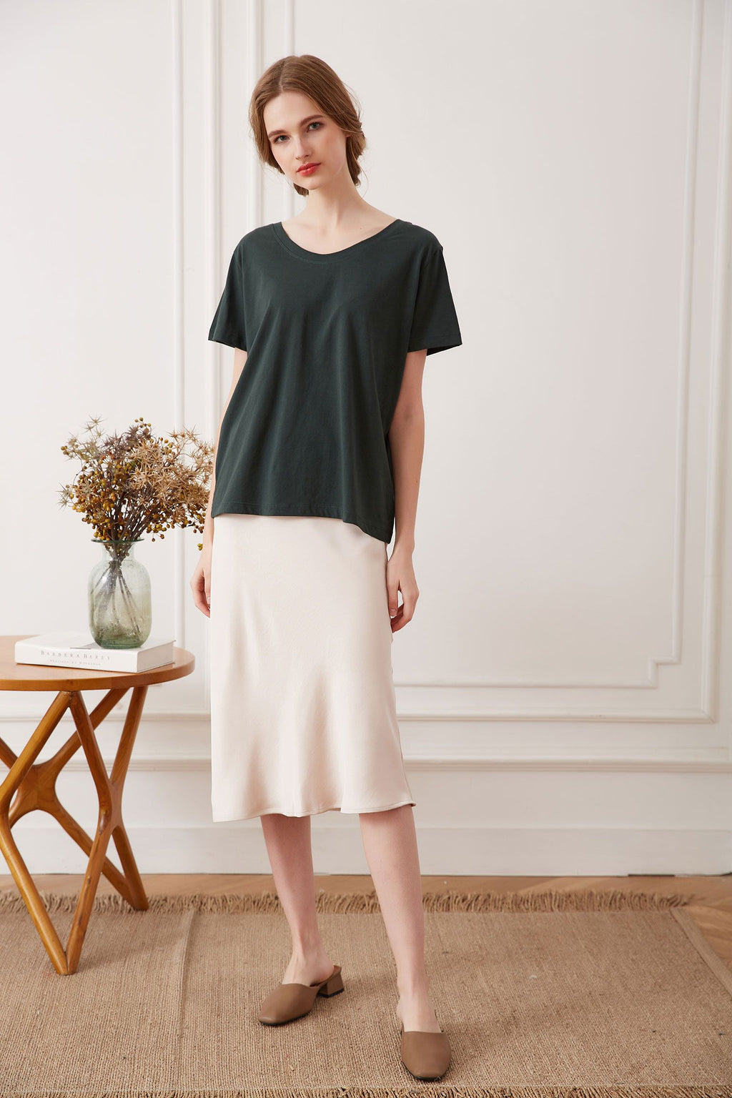 Cotton T-shirt with Crisscross Back, Green