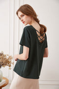 Cotton T-shirt with Crisscross Back