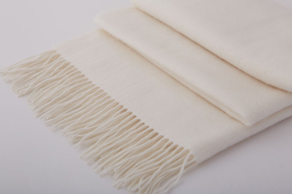 Large Cashmere Scarf, White