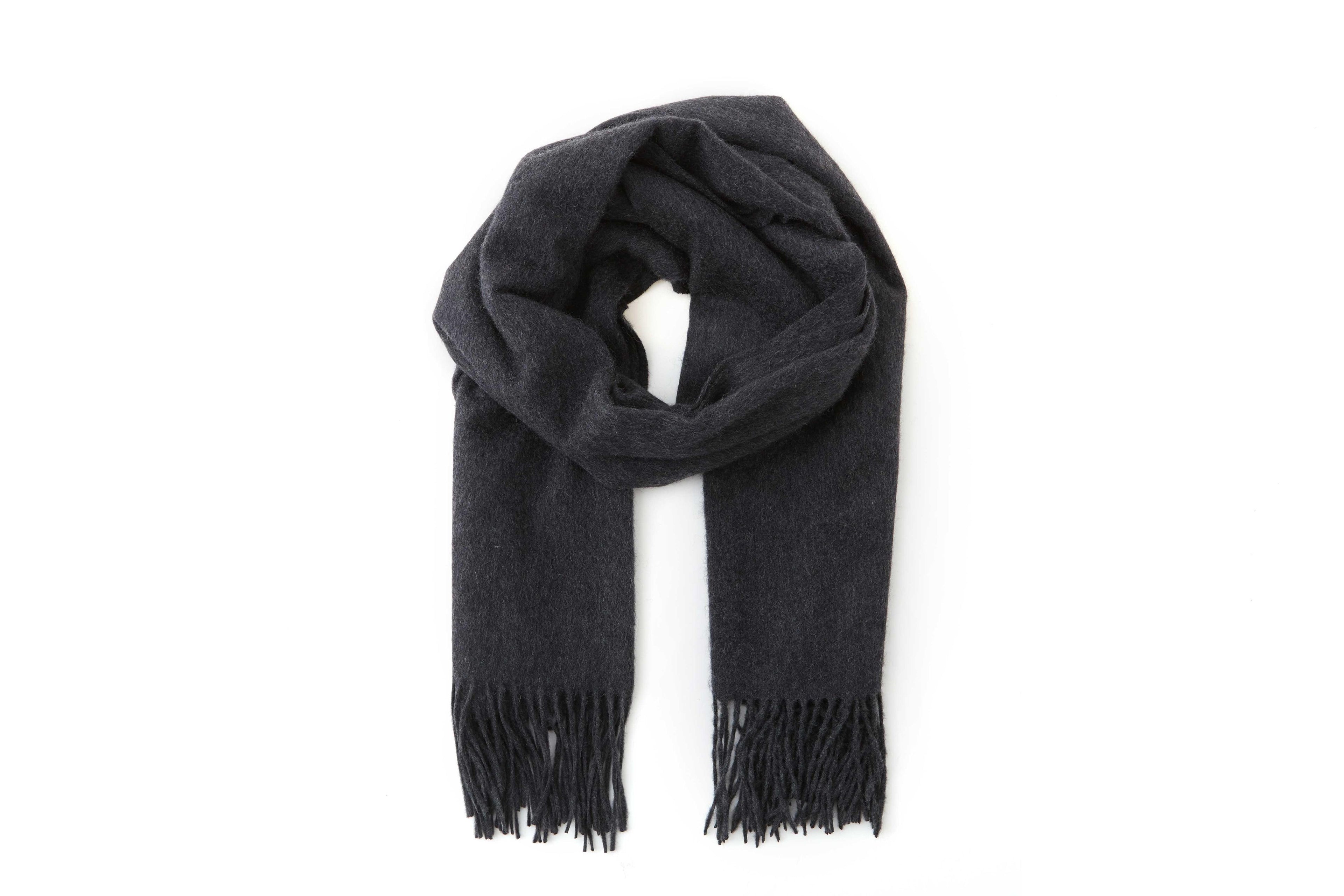 Large Cashmere Scarf, Charcoal