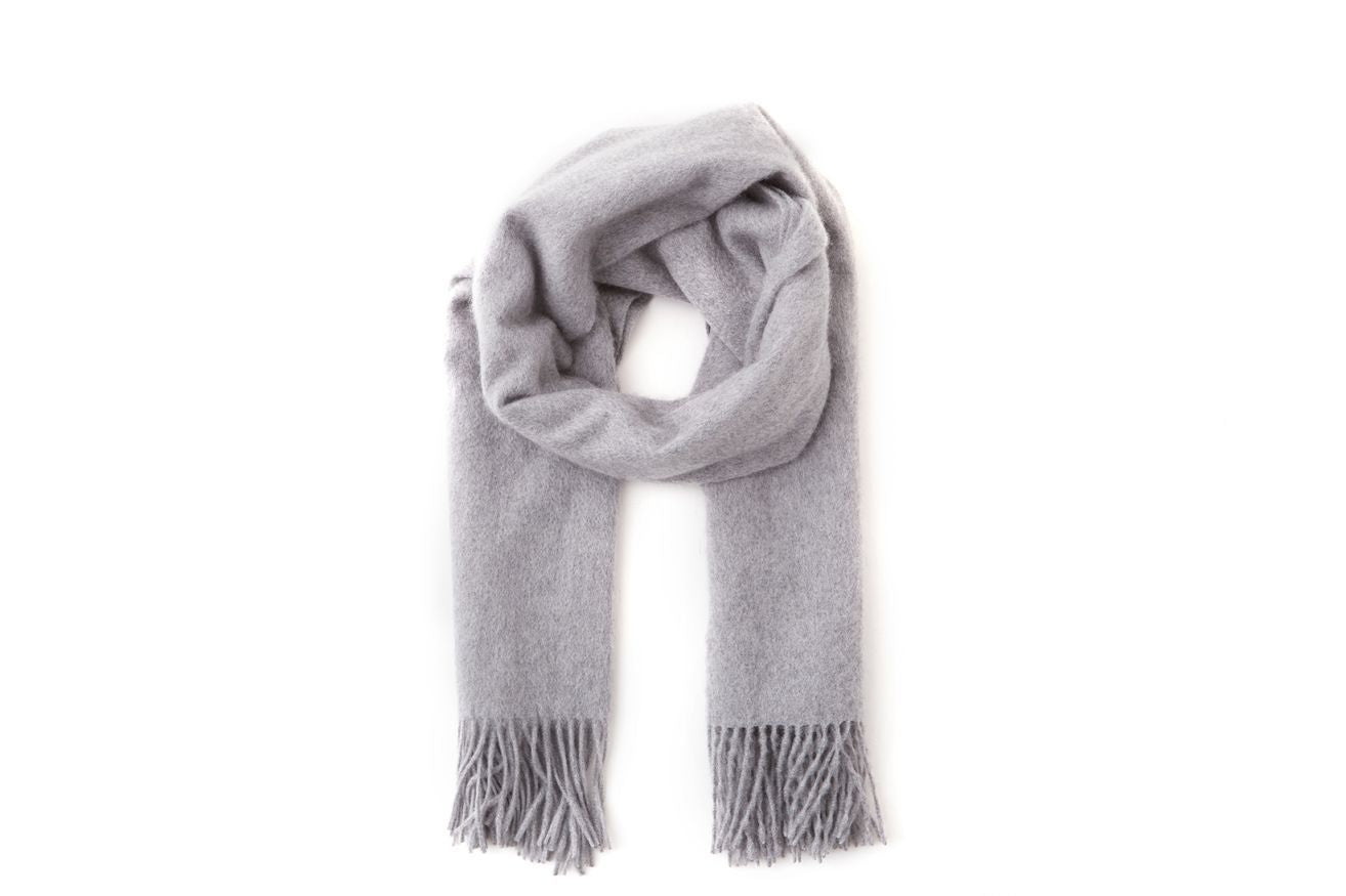 Large Cashmere Scarf, Light Grey