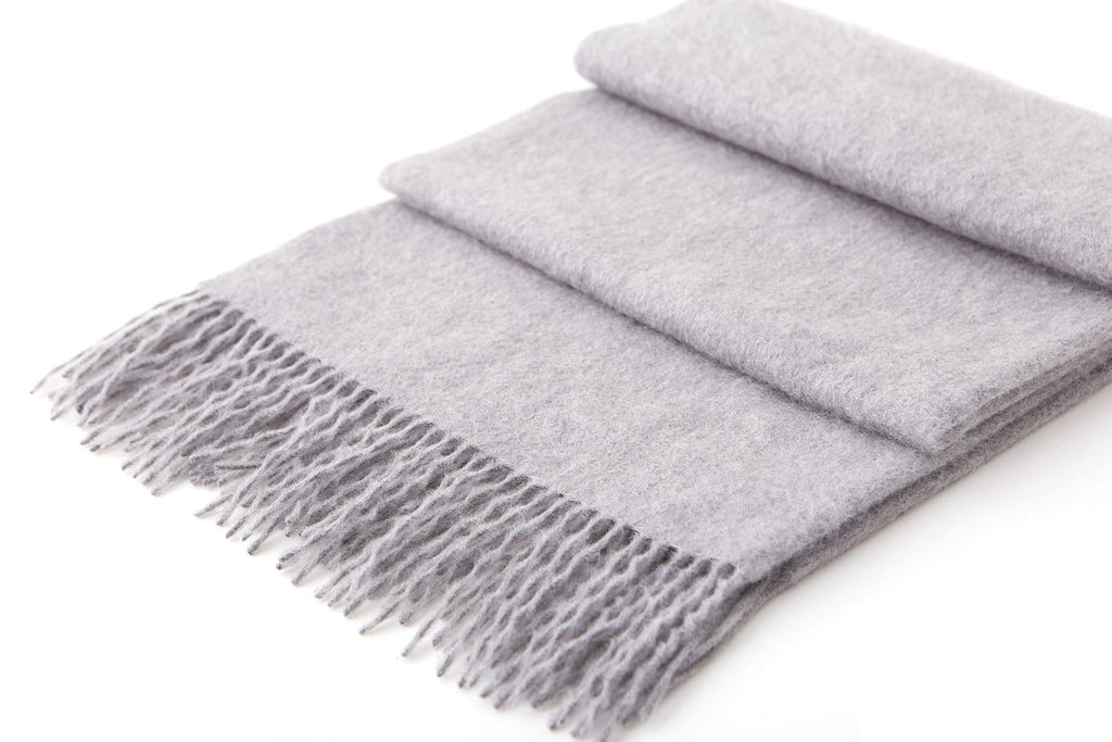 Large Cashmere Scarf, Light Grey