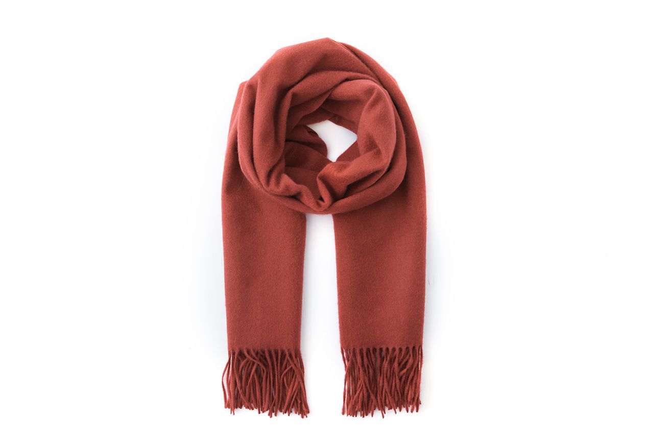 Large Cashmere Scarf, Rusty Red
