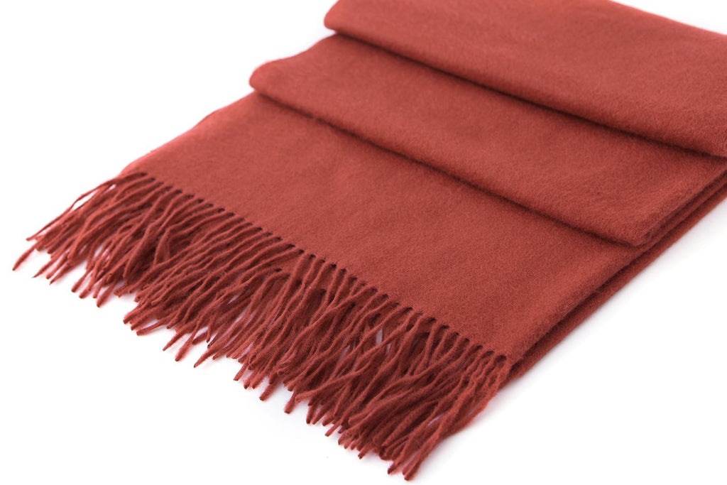 Large Cashmere Scarf, Rusty Red