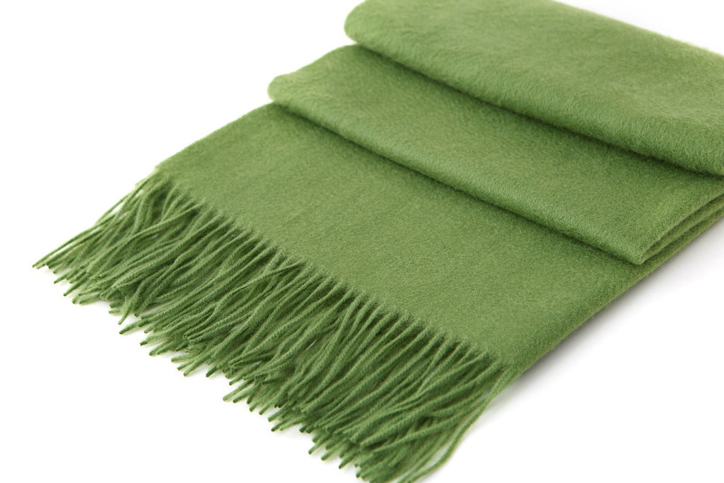 Large Cashmere Scarf, Olive Green