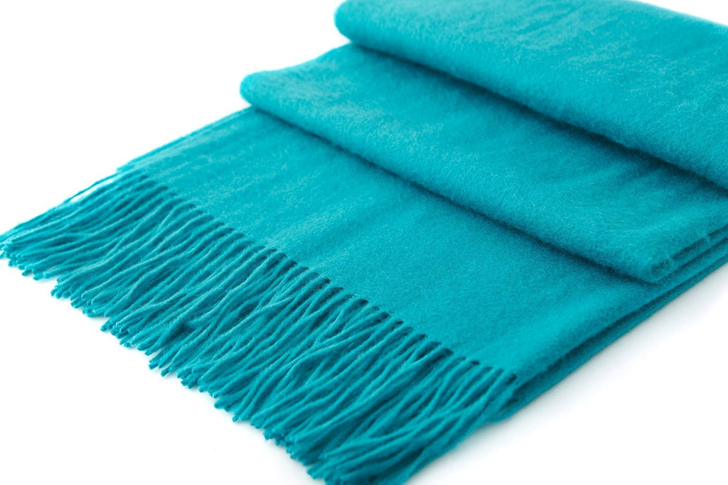 Large Cashmere Scarf, Teal Green