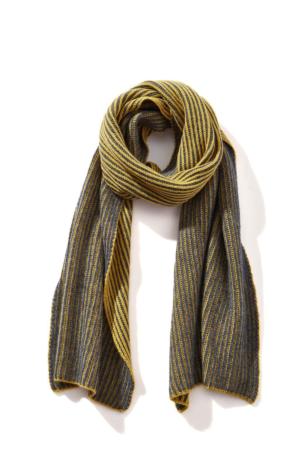 Cashmere Stripe Scarf, Grey & Gold