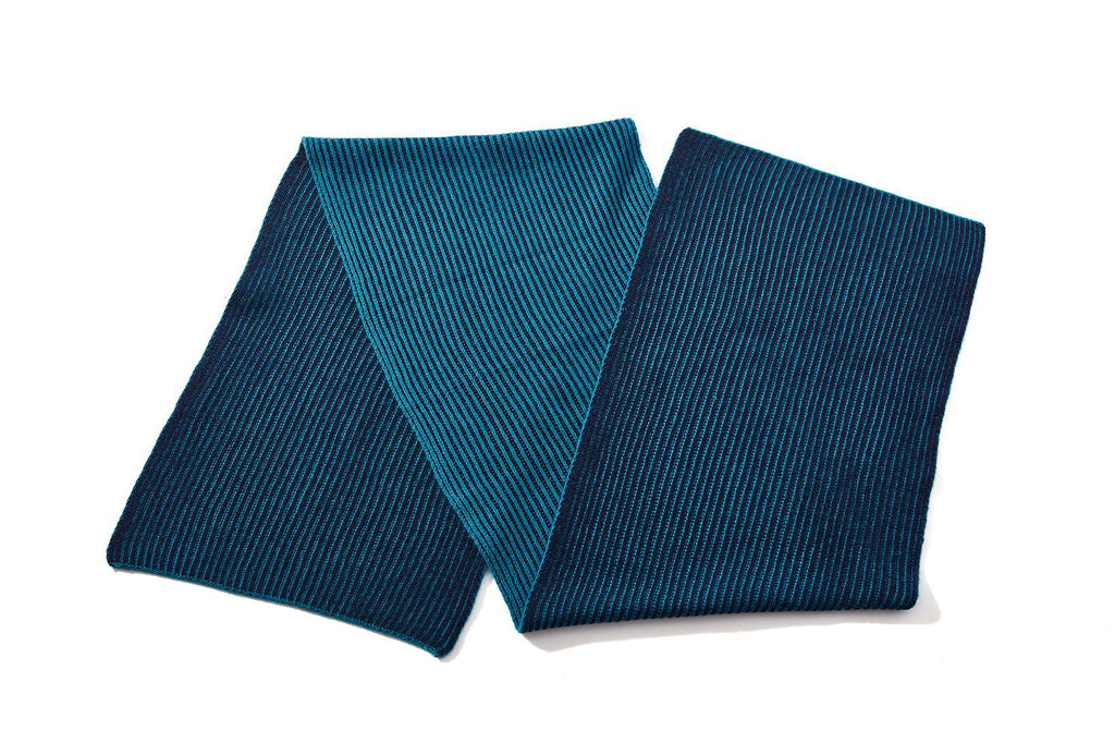 Cashmere Stripe Scarf, Navy & Teal