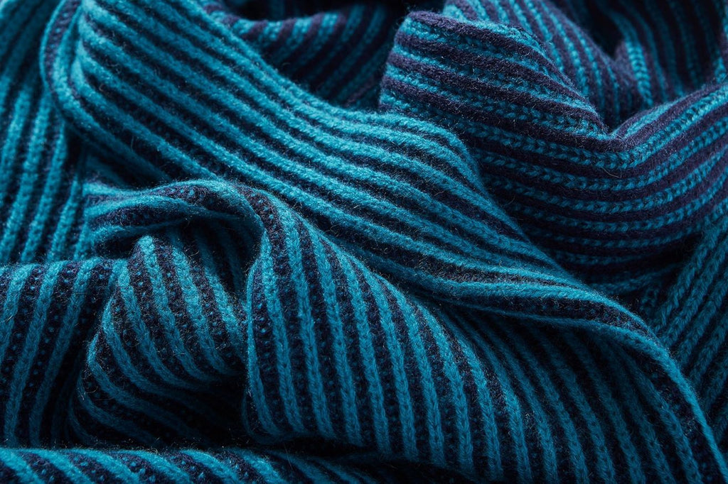 Cashmere Stripe Scarf, Navy & Teal