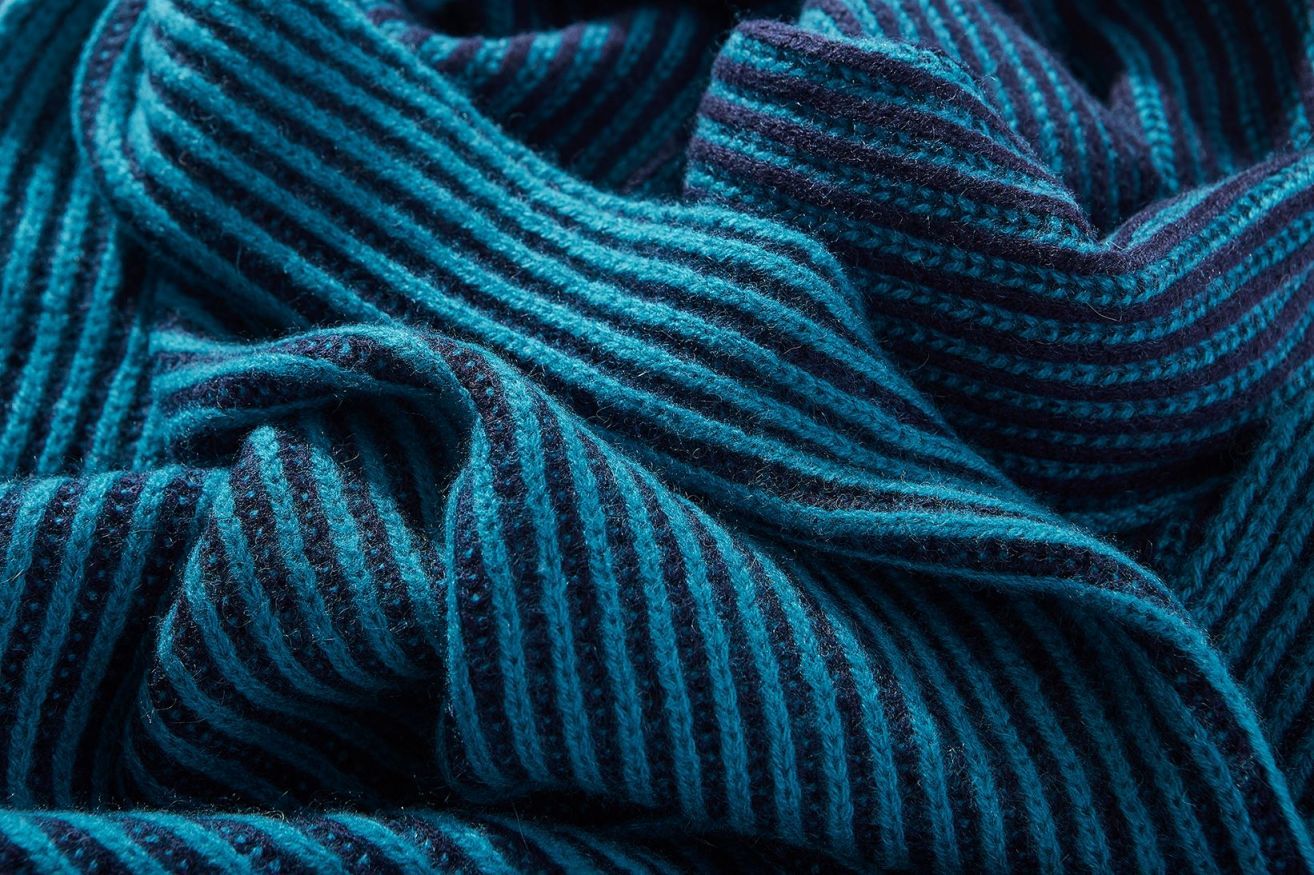 Cashmere Stripe Scarf, Navy & Teal