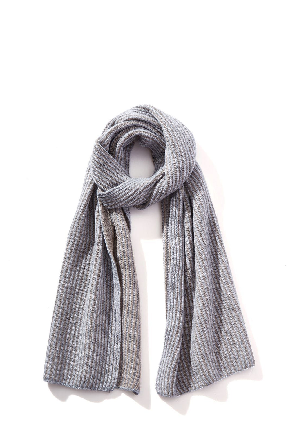Cashmere Stripe Scarf, Grey