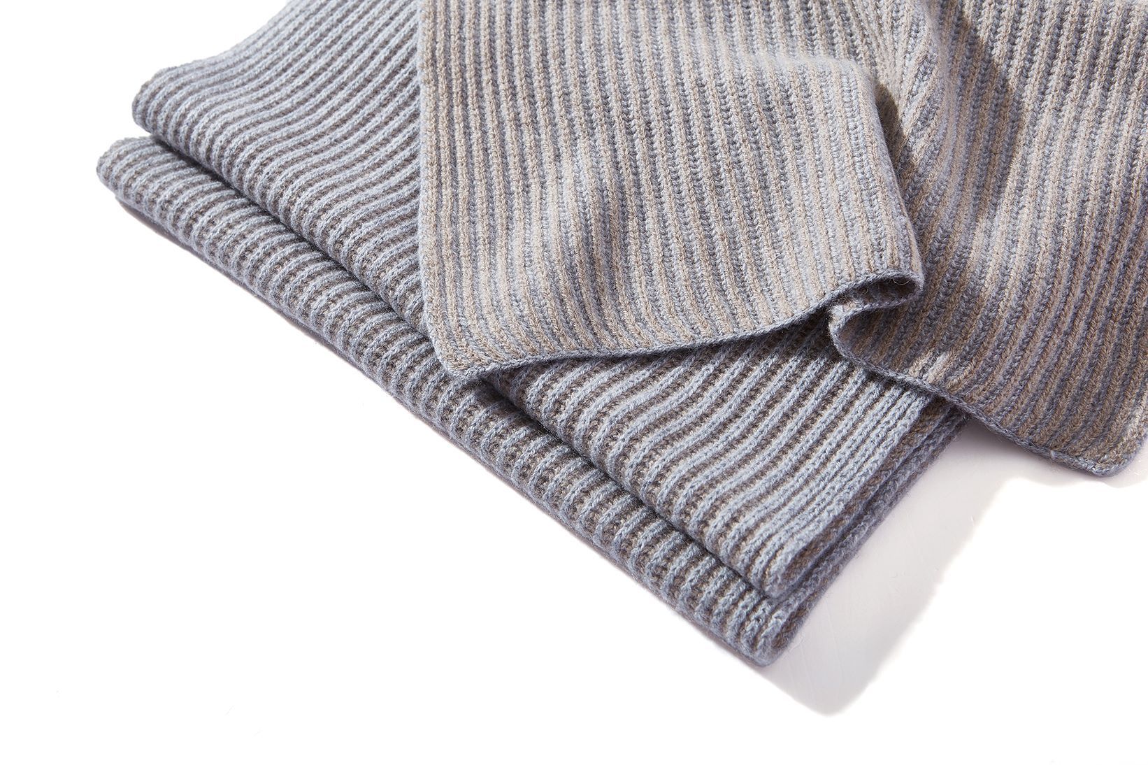 Cashmere Stripe Scarf, Grey